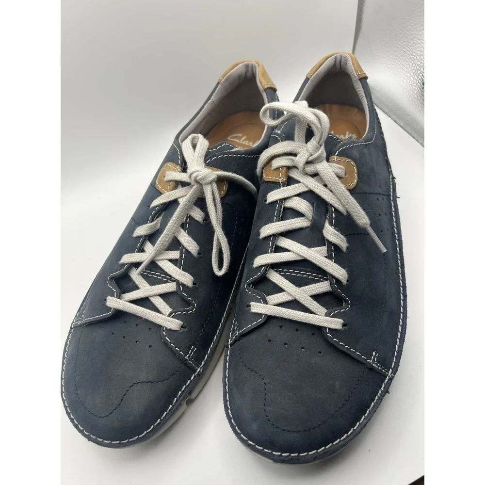 Mens Clarks Casual Blue Lace Up  Shoe Shoes Size 1l.5 Excellent‎ Condition